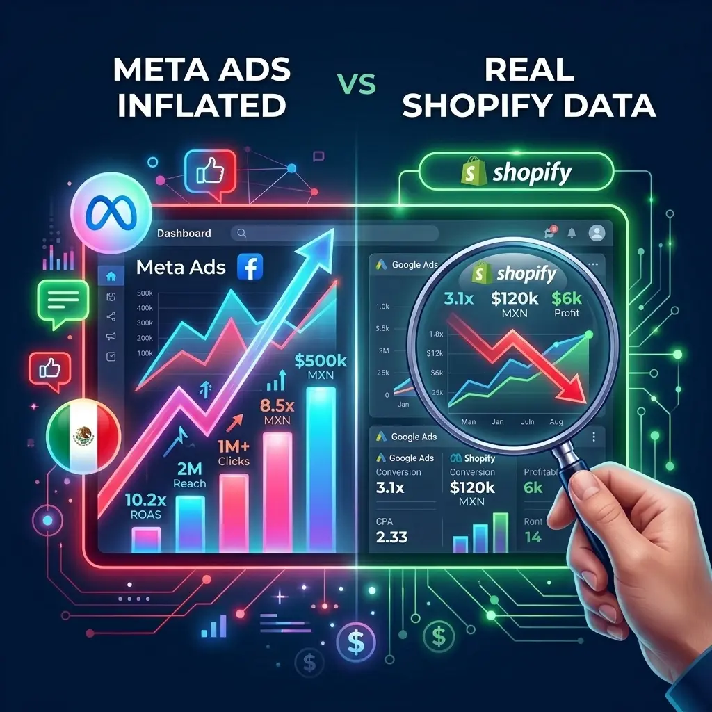 ROAS real vs Meta