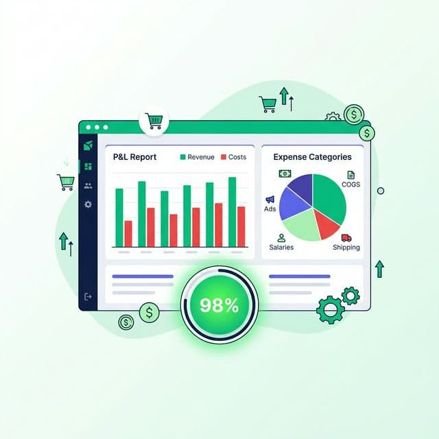 Dashboard de control de gastos con P&L y categorías de gasto
