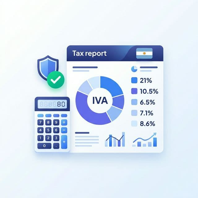 Reporte de IVA e IIBB con calculadora y bandera argentina